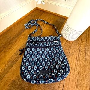 Vera Bradley Navy Blue Spades Pattern Quilted Hipster Crossbody Bag